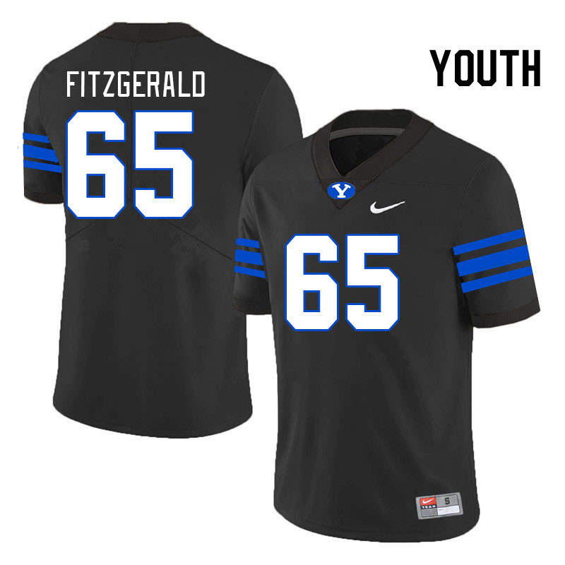 Youth #65 Ian Fitzgerald BYU Cougars College Football Jerseys Stitched-Black - Click Image to Close